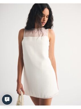 Abercrombie & Fitch Ivory Mini Dress with Sheer Yoke